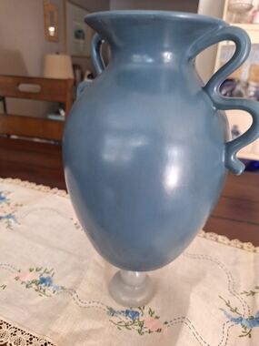 Ceramic Double-Handled Vase in Dusty Blue - Home Accents Decor
